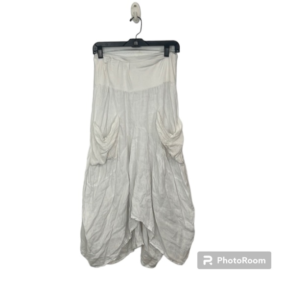 Meo Meli | Skirts | Meo Meli Made In Italy White Baggy Linen Blend Midi